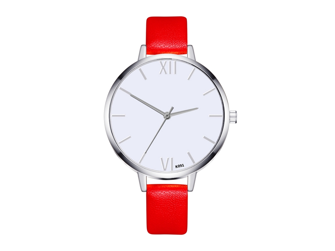 Reloj De Pulsera Ultrafino Y Sencillo Para Mujer Con Esfera Redonda Y Movimiento De Cuarzo, Ideal Para Negocios (rojo).
