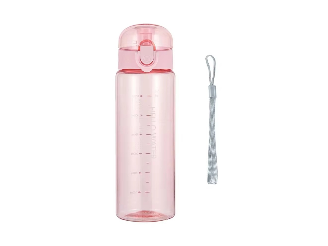 Botella de agua deportiva reutilizable de 780 ml con tapa resistente a los impactos y asa a prueba de fugas. MDUG (rosa)