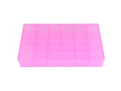 Caja Organizadora De Pendientes De Plástico Rosa Transparente Con 36 Compartimentos Para Organizar Tus Joyas.