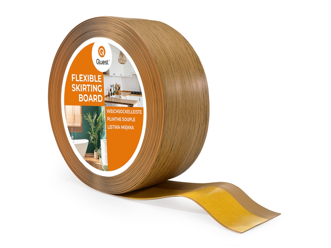 Rodapié de PVC de 20 mm, 15 m, flexible, autoadhesivo, suave, roble Quest