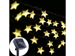 Guirnalda de luces solares 2026 con efecto estrellado para jardín, patio y decoración navideña festiva.