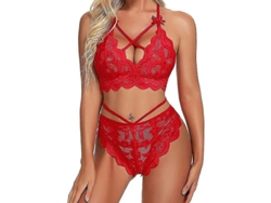 2026-conjunto De Lencería Sexy De Encaje Con Braguita De Cintura Alta Y Detalles Florales