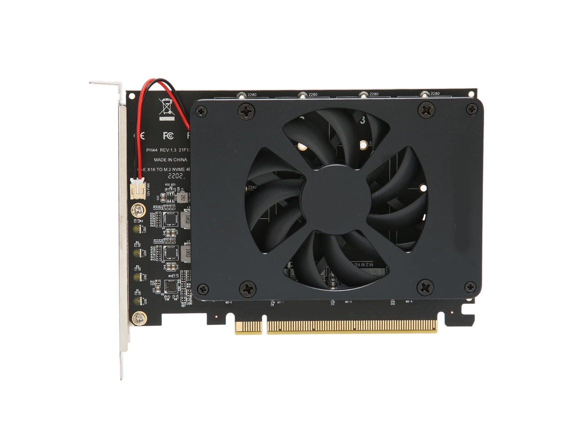 Adaptador M.2 Pcie 4.0 X16 Para 4 Portas Nvme Com Cooler Placa Raid Ssd 4x32gbps Para Windows
