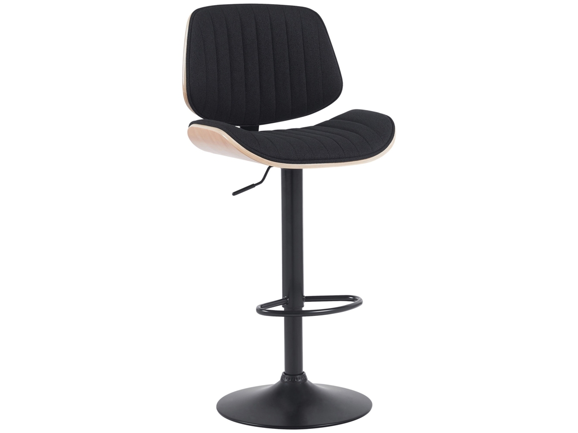 Taburete de bar X1 Estilo retro moderno Asiento de tela negra Estructura de madera de nogal y metal negro 10_0006420