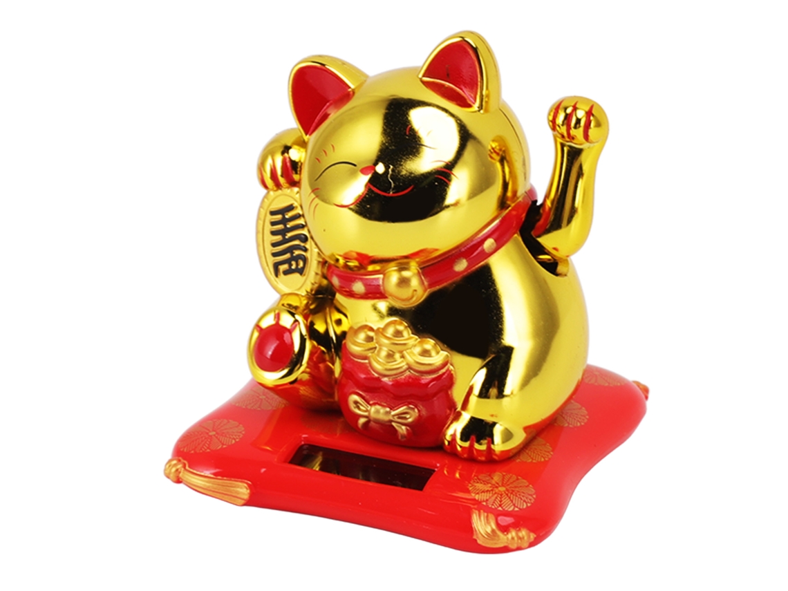Gato De La Suerte Con Brazos Alegres, Diseño Solar, Para Decoración Del Hogar Y Del Coche, Hecho De Plástico.