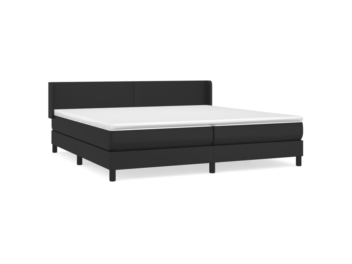 Maison Exclusive - Cama Box Spring Con Colchón Cuero Sintético Negro 200x200 Cm