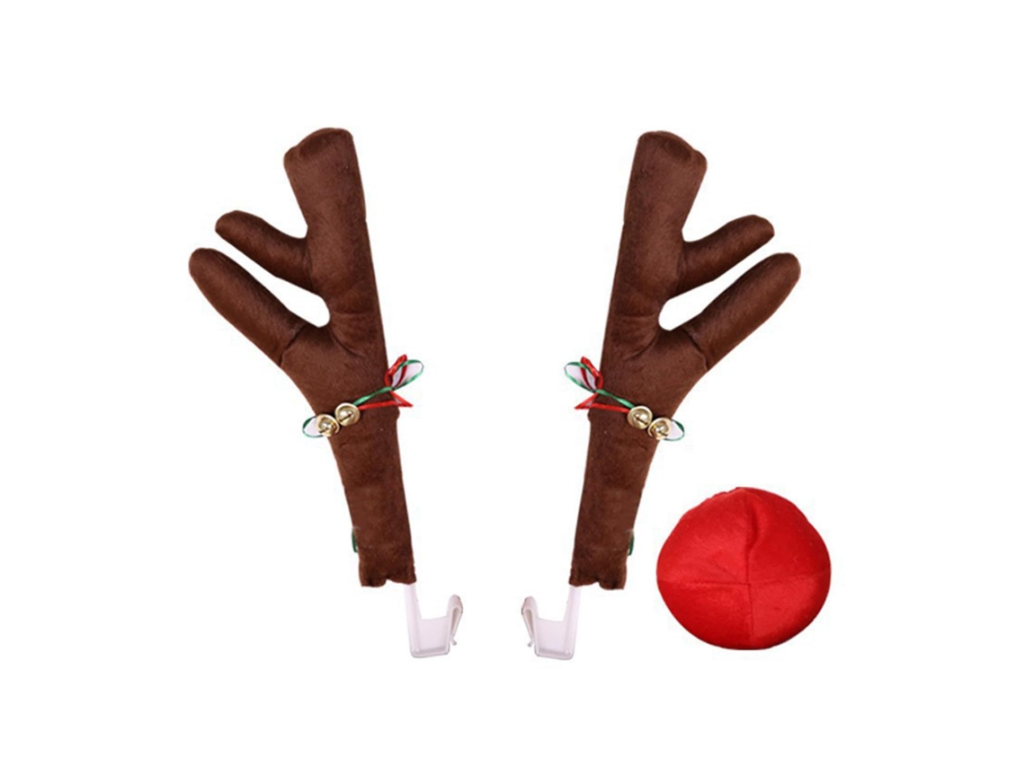 Adorno navideño de peluche con cuernos de ciervo cortos para coche