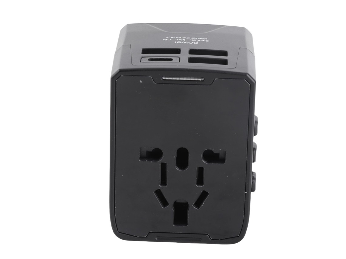 Adaptador de viaje universal Danu con 4 puertos USB y 1 puerto de carga rápida, cargador de pared internacional portátil.