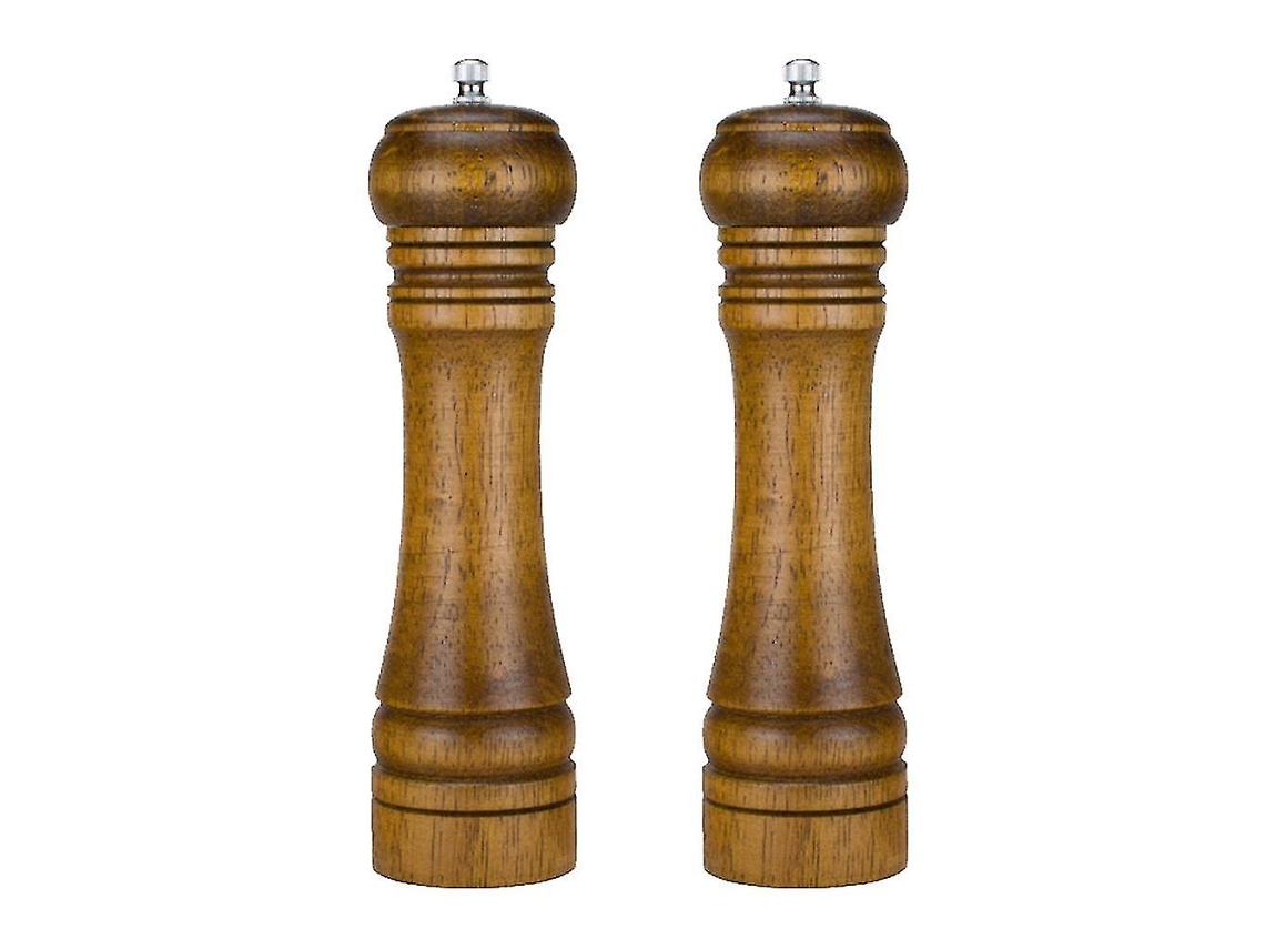 Molinos De Sal Y Pimienta De Roble, Molinillos Con Rotor Cerámico Ajustable Y Estuche De Madera