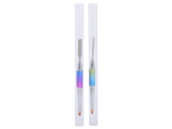 2 Pinceles De Gel Uv De Doble Punta Con Cuchara De Acero Inoxidable, Herramienta De Manicura Portátil Para Uñas.