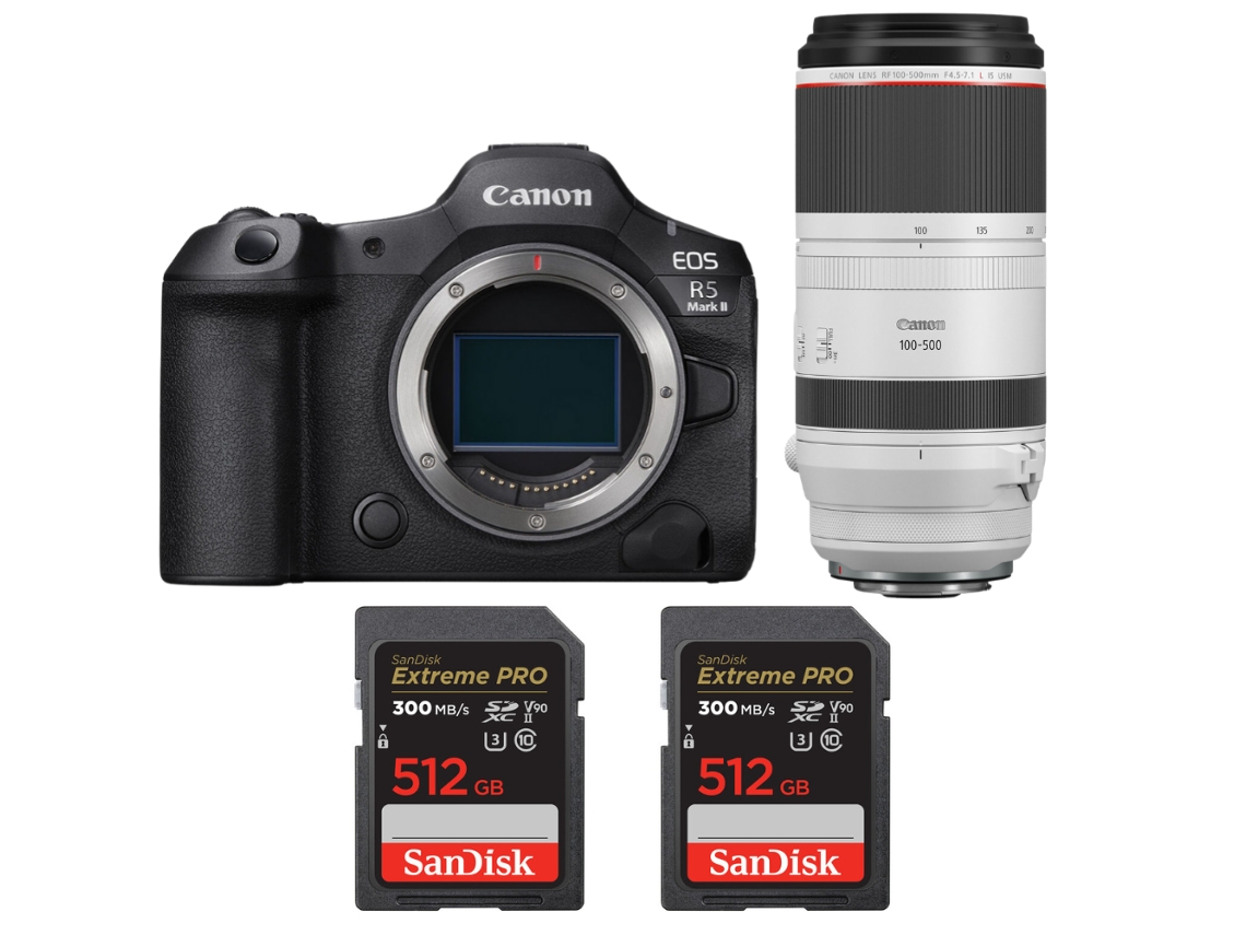 Canon Eos R5 Mark Ii + Rf 100-500mm F/4.5-7.1 L Is Usm + 2 Sandisk 512gb Uhs-ii 300mb/s + Ebook “20 Consejos Para Fotos Que Impactan”