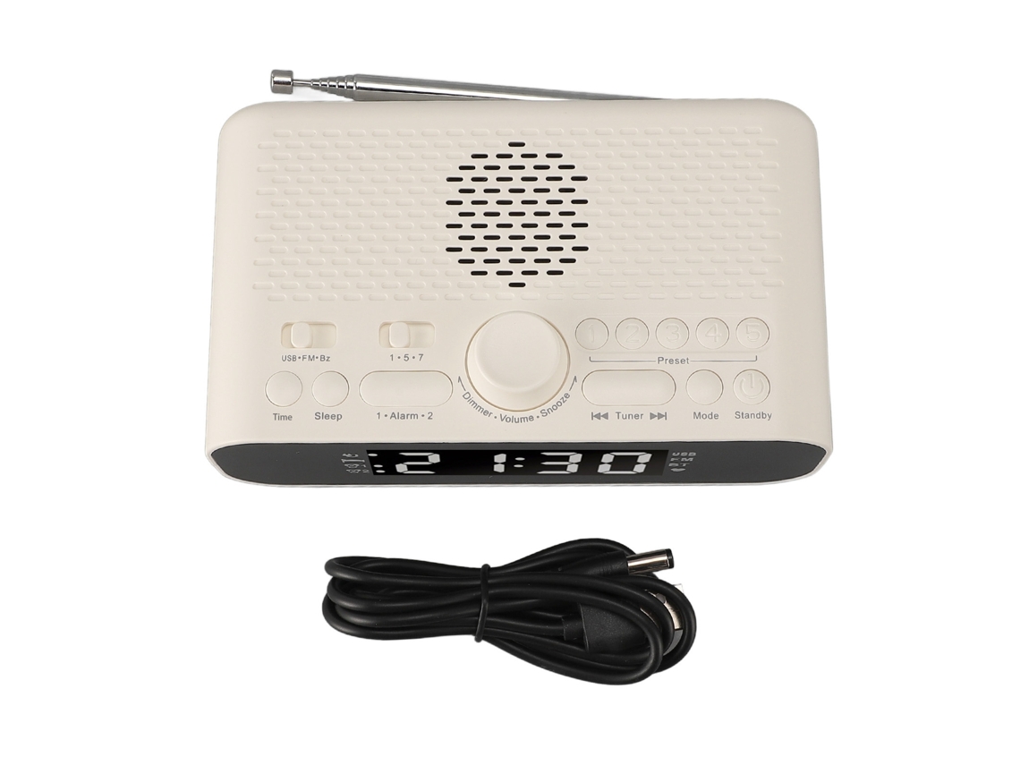 Reloj Despertador Digital Con Radio Fm, Altavoz, Bluetooth Y Doble Alarma Con Función De Repetición.