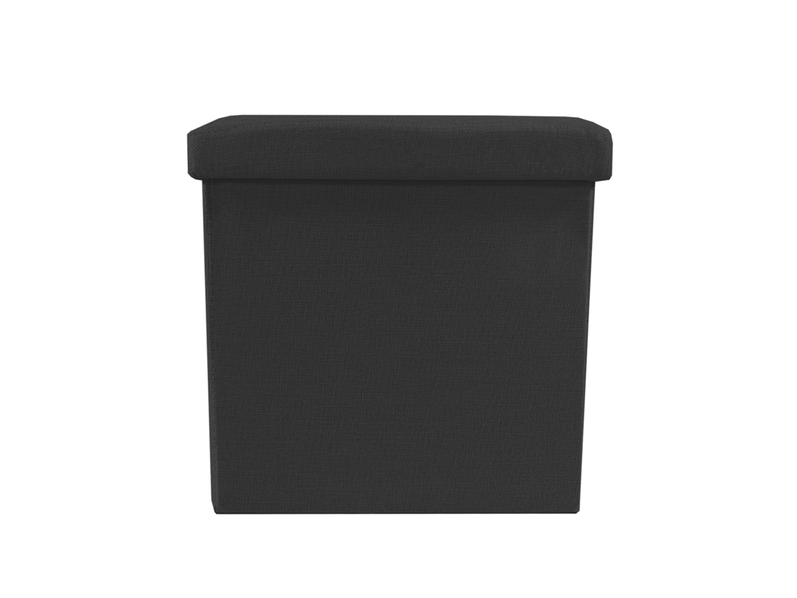 Puff Ottoman de Almacenaje Cuadrado Plegable 38x38x38cm NYANA Home Gran Almacenaje Estilo Otomano Poliester Resistente Negro