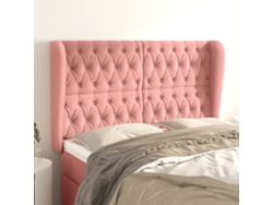 Cabecero De Cama | Panel De Cabecero Con Orejas De Terciopelo Rosa 163x23x118/128 Cm