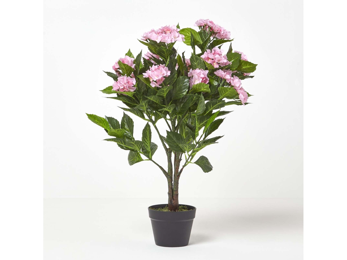 Planta artificial de hortensia rosa Homescapes con maceta, 85 cm