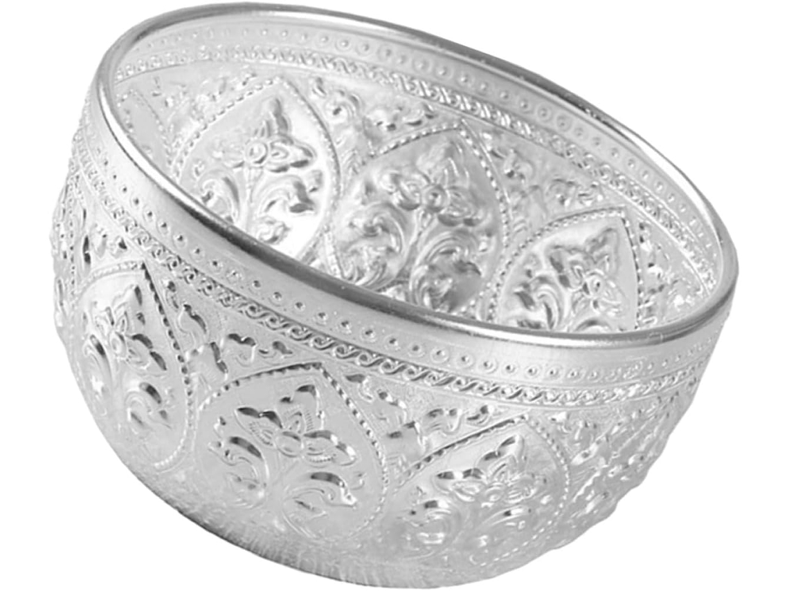 Cuenco Tradicional Tailandés Peltre Tallado Recipiente Aceites Esenciales Superficie Rebabas Diseño Sencillo