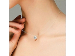 Collar con dije de hilo de pescar invisible transparente para mujer