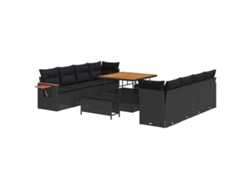 Maison Exclusive - Conjunto de sofás de jardín con cojines, 12 piezas, mimbre negro