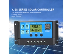 Controlador de carga solar 30A 12V/24V Identificación automática Parámetros PWM Pantalla LCD ajustable Controlador solar Puerto USB dual Controlador de carga solar