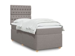 Cama Box Spring Con Colchón Tela Gris Taupe 90x190 Cm