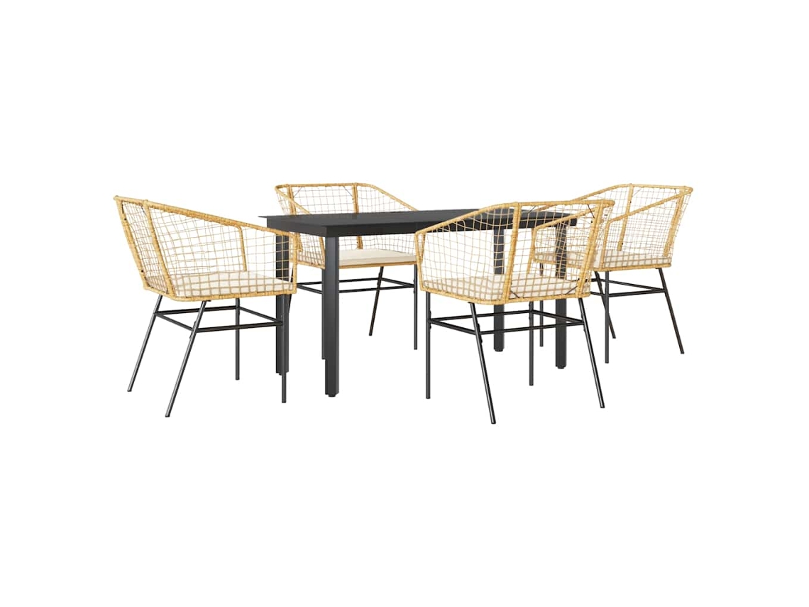 Maison Exclusive - Juego De Comedor Jardín 5 Piezas Cojines Ratán Sintético Marrón