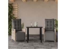 Juego de comedor de jardín de 3 piezas con cojines gris claro de Dkd Home Decor