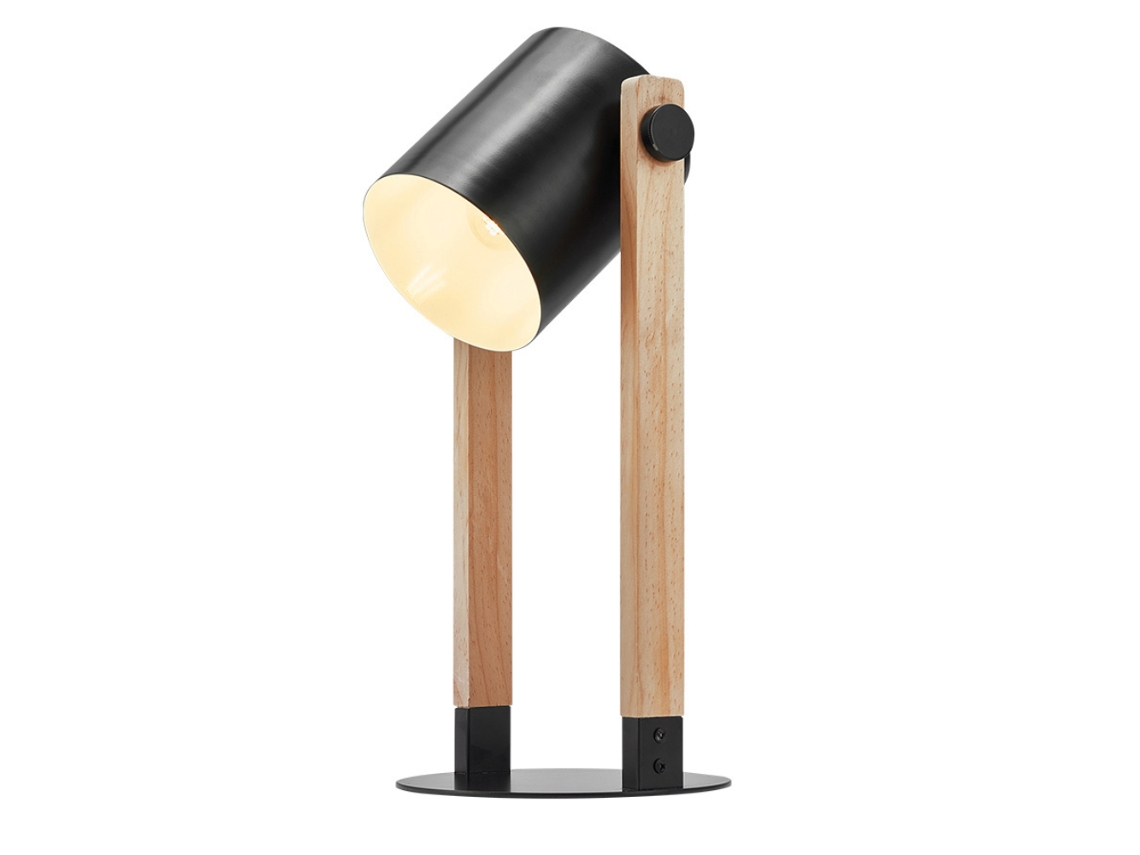 Lámpara de mesa de metal y madera 23W IP20 E27 Diámetro 120mm