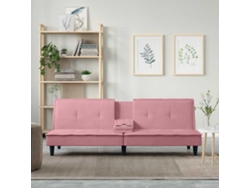 Sofá Cama Con Portavasos Terciopelo Rosa