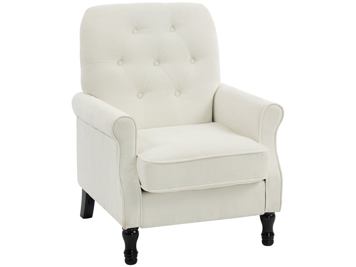 Sillón/Sofá/Reclinable, 1 plaza, Asiento acolchado, Muelles, Lino color crema