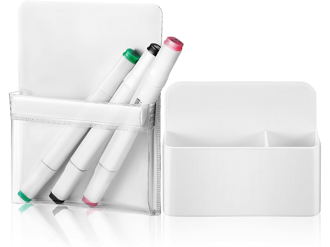 Juego De 2 Portalápices Magnéticos De Abs Y Pvc, Portalápices Plegable Y Contenedor De Plástico.