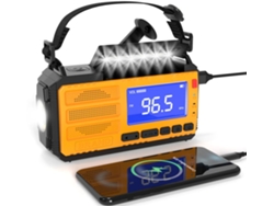 Radio de emergencia solar Zruxe MD 091P con alerta meteorológica AM/FM NOAA, linterna, lámpara de lectura, alarma SOS, 10 000 MWh, color naranja