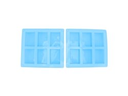 Moldes de silicona de 6 compartimentos, resistentes al calor, reutilizables, azules, 2 unidades