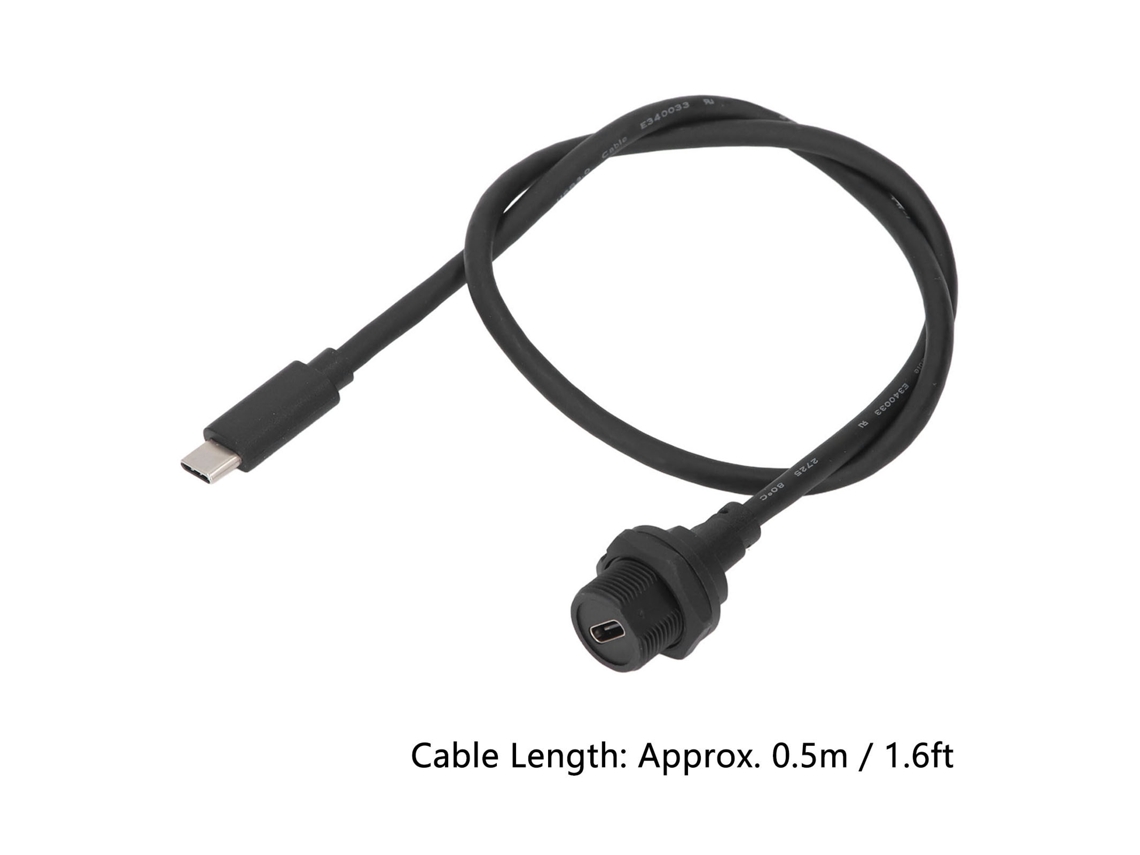 Cable de extensión USB 3.0 macho a tipo C hembra resistente al agua, modelo 2026, con rosca, 0,5 m, 30 V, 1,5 A.