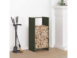 Leñero de acero laminado en frío color verde oliva LOVELY HOME