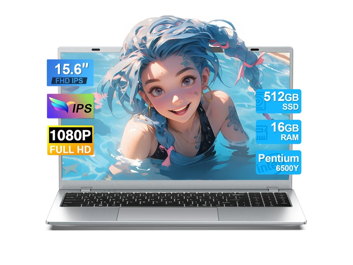 Portátil Vanwin De 15,6", 16 Gb De Ram, Ssd De 512 Gb, Procesador Intel® Pentium® Gold 6500y, Windows 11 Pro, Batería De 5000 Mah, Wi-fi 5, Bluetooth