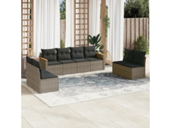 Conjunto de sofás de jardín de 8 piezas DKD Home Decor con cojines de mimbre gris