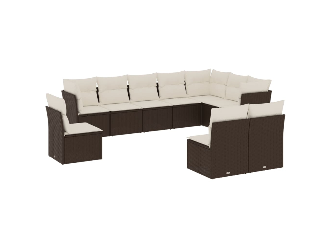 Maison Exclusive - Set De Sofás De Jardín 10 Pzas Y Cojines Ratán Sintético Marrón