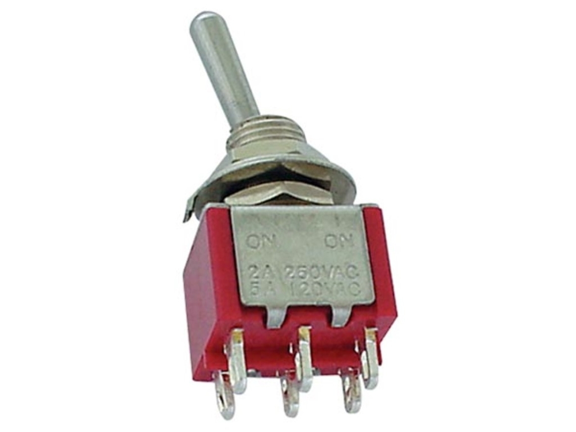 Interruptor de palanca vertical Dpdt On-On - Tipo PCB VELLEMAN