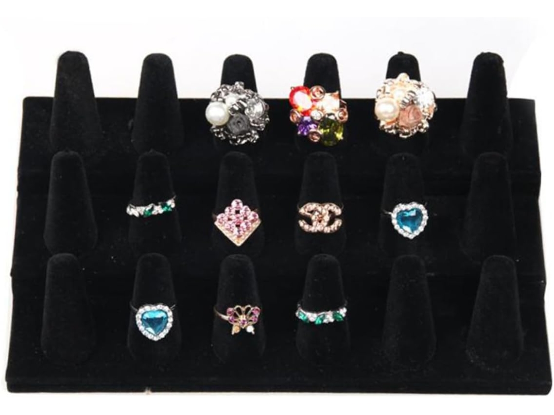 Soporte Negro Para Anillos, Mostrador Para Guardar Joyas, Estante Organizador De Dedos
