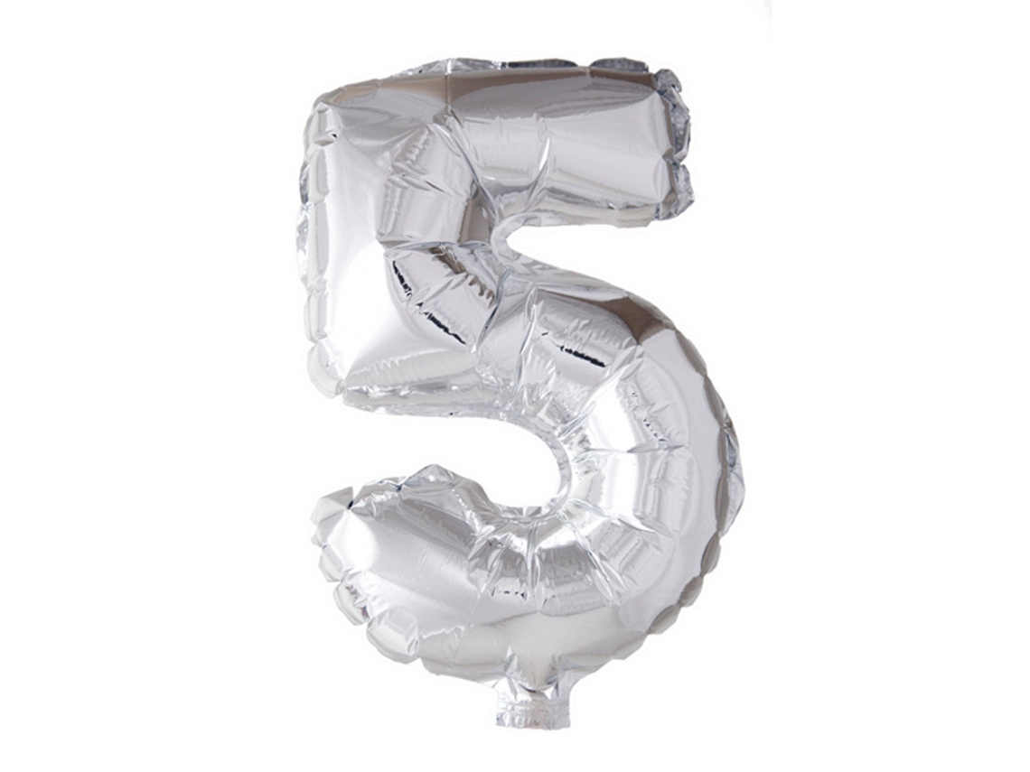 Globo WEFIESTA Foil Número 5 Plateado