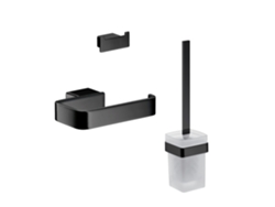 EMCO Loft Juego WC, juego escobilla, portapapel, gancho doble, negro, 059813300