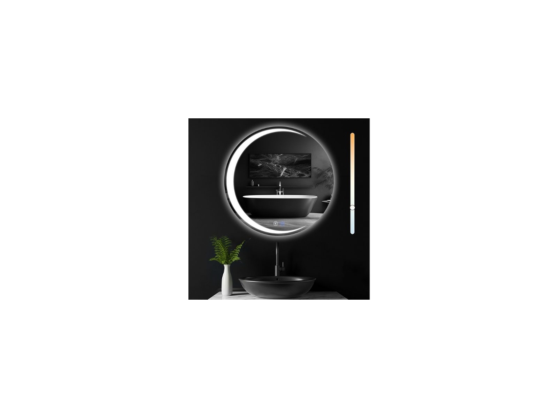 ZMH Espejo de baño con iluminación Moderno Redondo IP44 Espejo de pared Regulable para baño