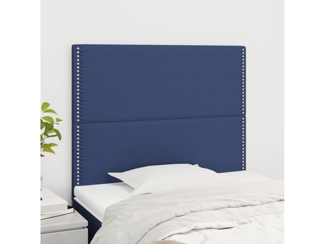 Cabeceros 2 Unidades De Tela Azul 90x5x78/88 Cm