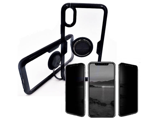 Kit Funda y Protector Privacy iPhone XS Max Clear Armor Negro