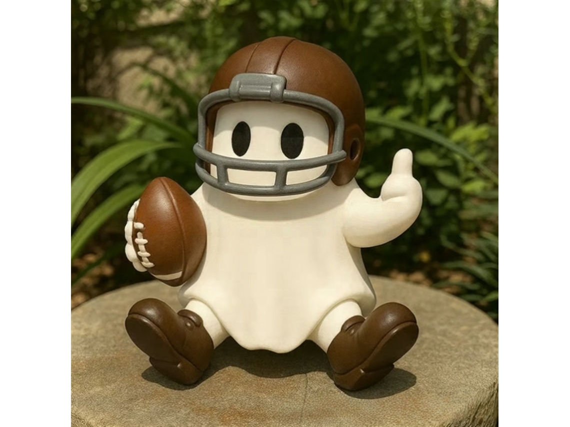 Figura de resina hecha a mano que representa un fantasma del fútbol para la decoración del hogar.