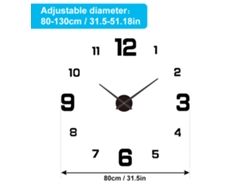 Reloj de pared acrílico luminoso 3D silencioso DIY 2026 sin marco ni agujeros con pegatinas numéricas Decoración moderna 80 130cm Blanco