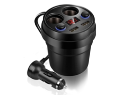 Cargador De Coche De Taza Con Doble Usb Y Encendedor De Cigarrillos Multifunción Para Teléfonos Tablets Y Pcs