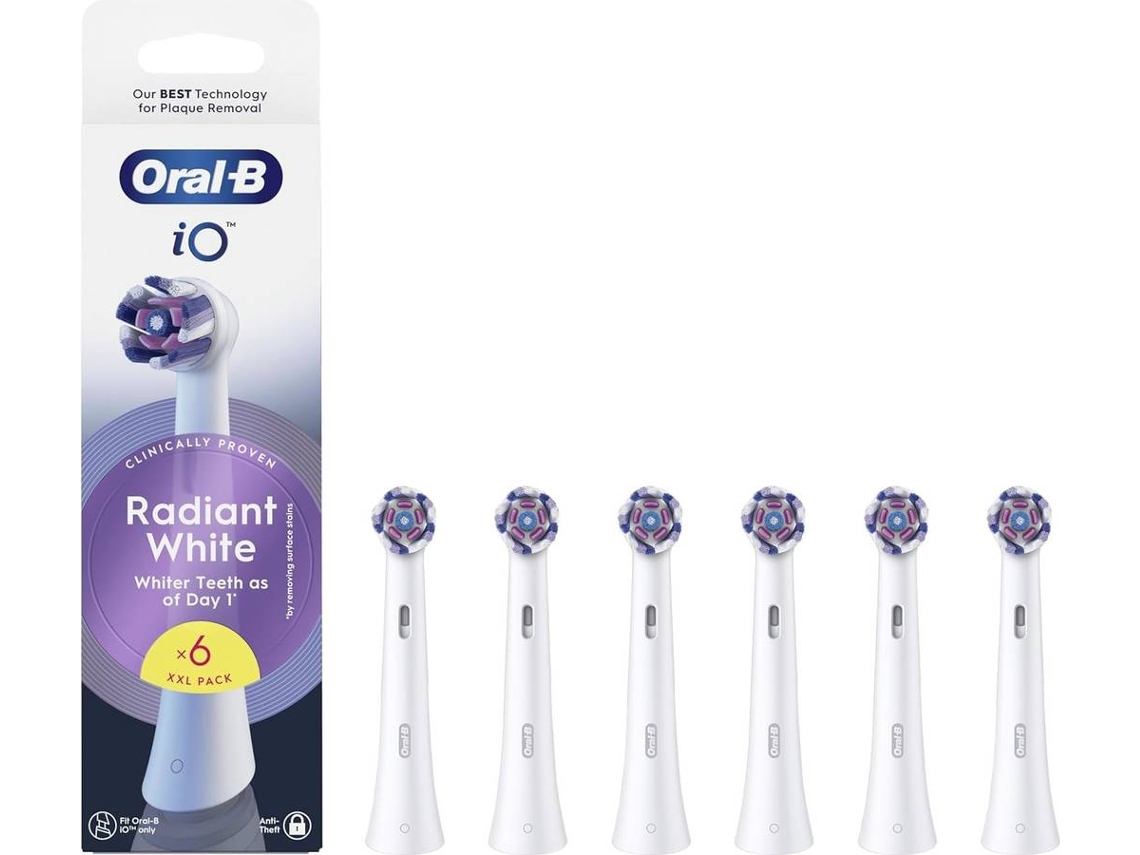 Cabezales de Recambio iO Radiant White ORAL-B (6 Unidades - Blanco)