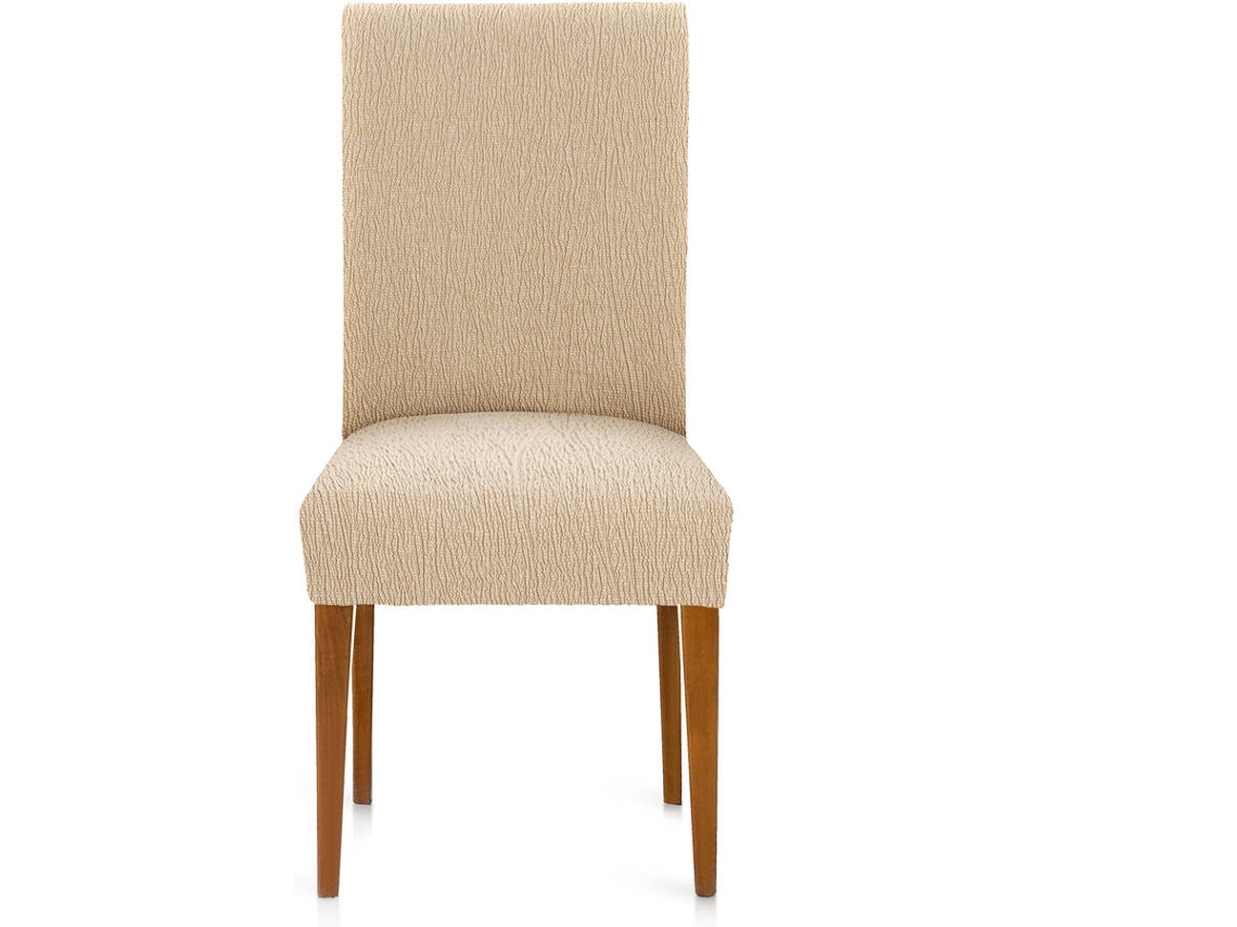 Funda de Silla EYSA Premium Troya Pack de 2 Fundas Tejido Multielástico (50 x 50 x 55 cm - Poliéster y Algodón - Beige)