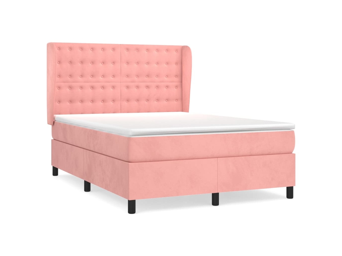 Maison Exclusive - Cama Box Spring Con Colchón Terciopelo Rosa 140x190 Cm